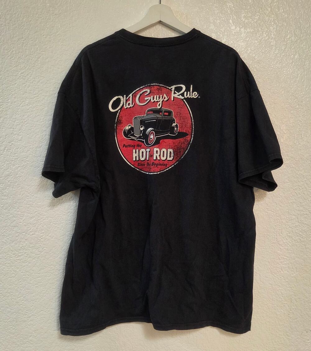 Old Guys Rule "Putting the Hot Rod in Since the Beginning" Mens Size 2XL T-shirt